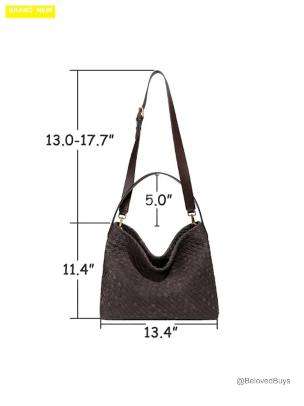 Woven Faux Suede Hobo Bag Tote Shoulder Bag Satchel Work Travel